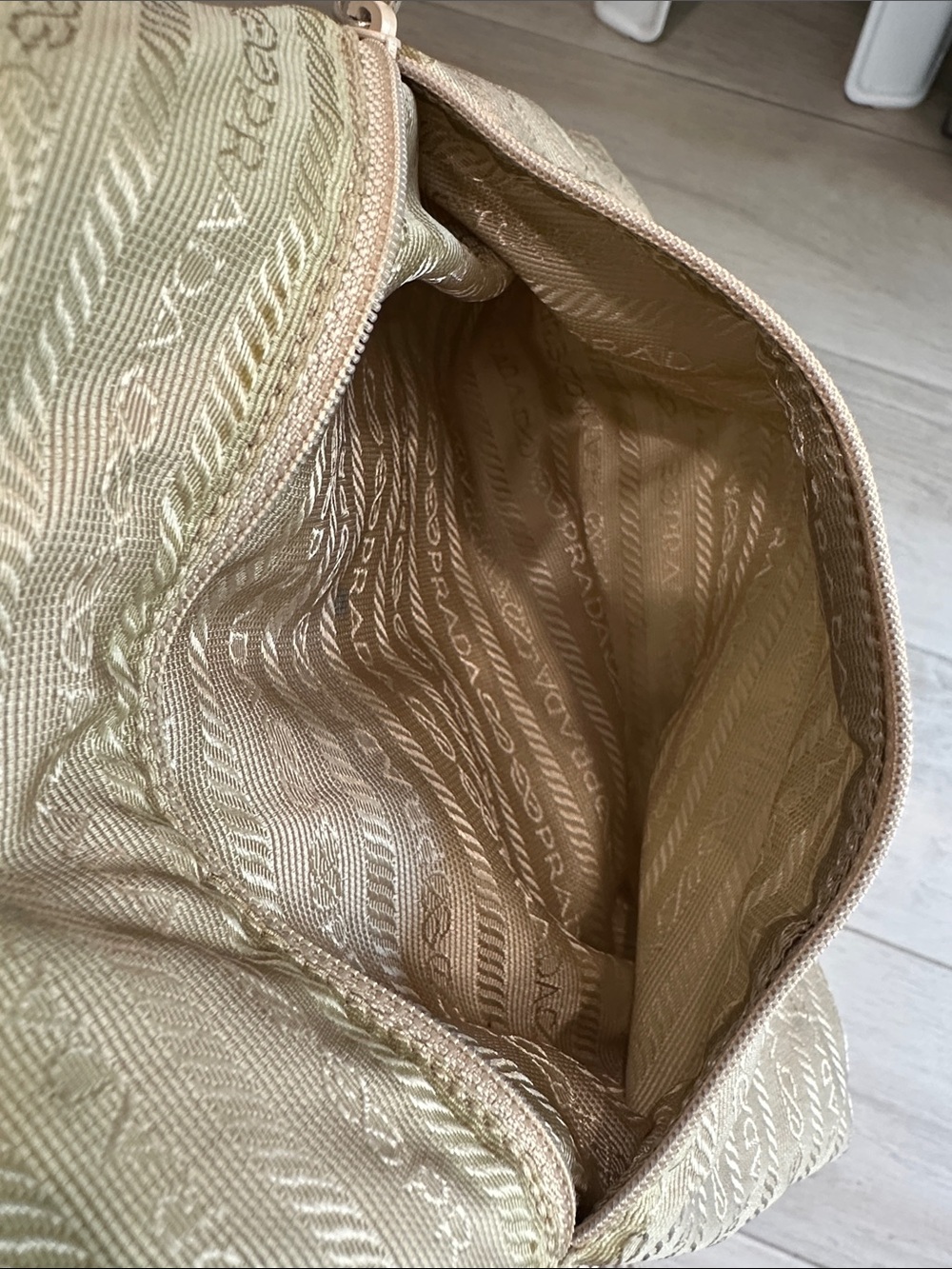 Prada Orange Nylon Shoulder Bag with Beige Strap - Picture 13 of 13